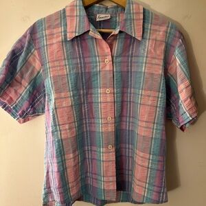 Francisca Plaid Cotton Blend Vintage Made in Canada’s Top S/tagged size 8